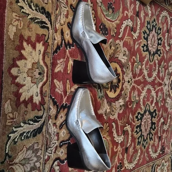 Vince Camuto Metallic Silver Loafers - Picture 3 of 8